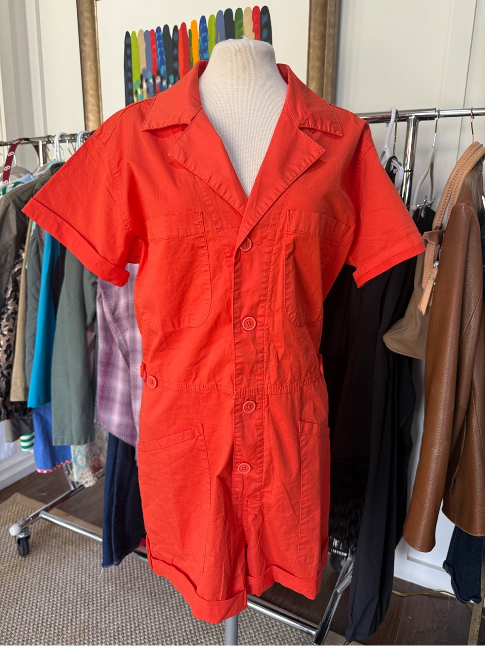 pistola Bright Red/Orange Short-Sleeve One-Piece Romper